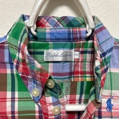 ラルフローレン　半袖ロンパース　チェック柄　70サイズ　男の子　ベビーの画像