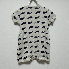プチバトー　プリントショートロンパース　クジラ　12M(74cm)の画像