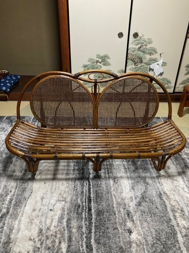 籐 ラタン 2人掛けベンチ｜和室に合う通気性の良い軽量ソファ