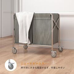 未使用 リネンカート 業務用ダスト清掃カート 大型 大容量 耐荷重200kg 静音 の画像