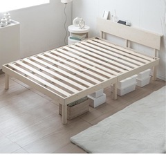 タンスのゲン ベッド シングル 天然木 北欧パイン材使用 宮棚 2口コンセント すのこベッドの画像