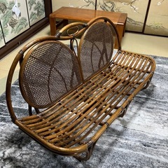 籐 ラタン 2人掛けベンチ｜和室に合う通気性の良い軽量ソファ の画像