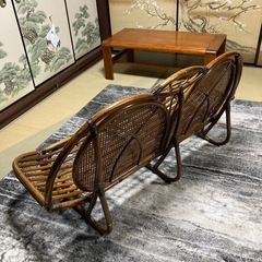 籐 ラタン 2人掛けベンチ｜和室に合う通気性の良い軽量ソファ の画像