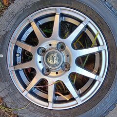 155/65r13 pcd100mm４穴　アルミホイール４本　タイヤ付きの画像