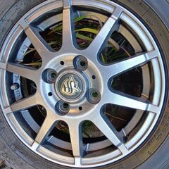 155/65r13 pcd100mm４穴　アルミホイール４本　タイヤ付きの画像
