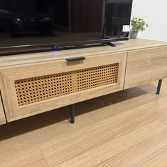 ✨超美品テレビ台／幅150cm／ナチュラルウッド系・収納多め／新品購入後4ヶ月／11月30日受取限定・配送可の画像