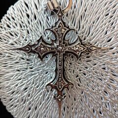 大ぶり スカルクロス ベンダントネックレスの画像