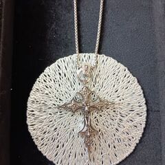 大ぶり スカルクロス ベンダントネックレスの画像