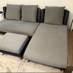 📌 【11月30日受取限定、売切り価格】ニトリ カウチソファ(2KD GY)＋オットマン 2〜3人掛け 早い者勝ちの画像