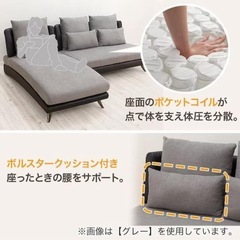 📌 【11月30日受取限定、売切り価格】ニトリ カウチソファ(2KD GY)＋オットマン 2〜3人掛け 早い者勝ちの画像