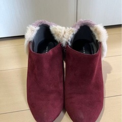 ジェリービーンズ　ワインレッド スエード ブーティ ファー付きの画像