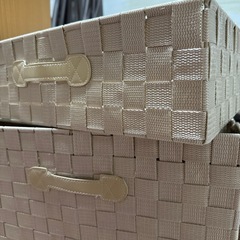 収納ボックス 2個セット ベージュ 編み込み 受け渡しの画像