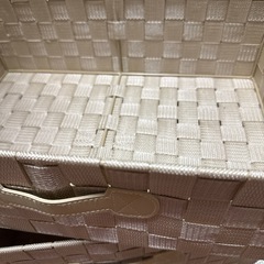 収納ボックス 2個セット ベージュ 編み込み 受け渡しの画像