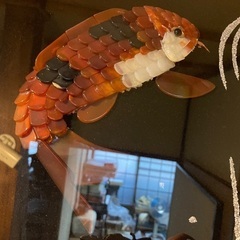 宝石画 貴石画 錦鯉 ストーンアート 壁飾り インテリア レトロの画像