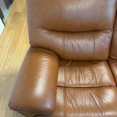 直接取引可　ヤマダオリジナル電動リクライニングソファ　ライトブラウン　3人掛けの画像