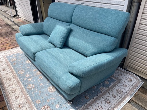 No.121m　ターコイズブルー 3人掛けソファ