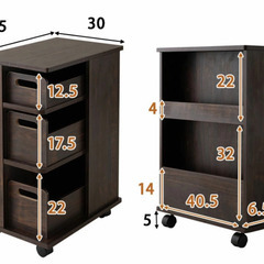 キャスター付き3段ワゴン収納の画像