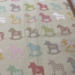 プレイマット 205×154cm リバーシブル 木目調 子ども用の画像