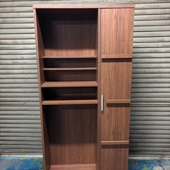 本棚 木目 キャビネット 大容量 大型 高さ180cm 25K 北TO1の画像