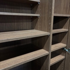 本棚 木目 キャビネット 大容量 大型 高さ180cm 25K 北TO1の画像