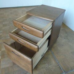 【中古】浜本工芸 学習机 本棚 袖ワゴン 子供 勉強机 デスク チェスト 国産 高級 Hamamotoの画像