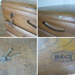 【中古】浜本工芸 学習机 本棚 袖ワゴン 子供 勉強机 デスク チェスト 国産 高級 Hamamotoの画像