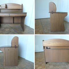 【中古】浜本工芸 学習机 本棚 袖ワゴン 子供 勉強机 デスク チェスト 国産 高級 Hamamotoの画像