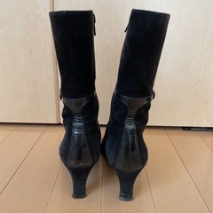 レディース ブーツ ショート 黒 スエード ヨシエイナバ 23の画像