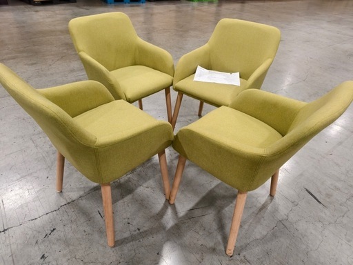 ダイニングチェア 4つセット グリーン 9025GN