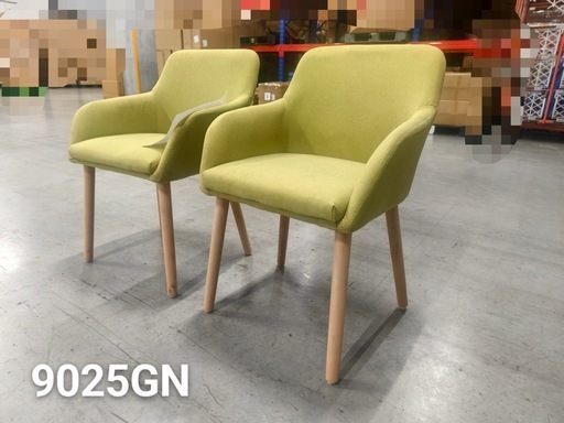 黄色のおしゃれなダイニングチェア2脚