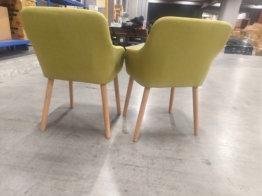 黄色のおしゃれなダイニングチェア2脚