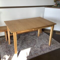 416 エア・リゾーム ダイニングテーブル 伸縮式 木製 ウッドダイニング ウォールナット ブラウン ナチュラルの画像