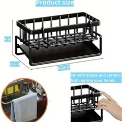 スポンジ キッチン ラック 黒 ブラックの画像