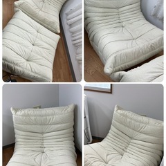 【50周年記念カラー】ligne roset TOGO（リーンロゼ トーゴ）ソファ  ベージュ　パフセットの画像