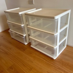 3段収納衣類ケース2つまとめての画像