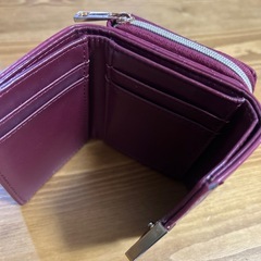三つ折財布 赤 現金可の画像