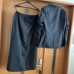 レディース スーツ セットアップ ジャケット ロンググレー ストライプの画像