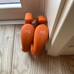 【美品】1kg ダンベル 2個セット オレンジ 宅トレ シェイプアップの画像