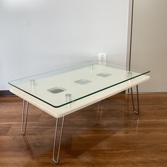 折り畳みガラスセンターテーブル【町田市再生家具】　252471の画像