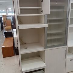 リユースのサカイ栃木店★ジモティ割あり★ 松田家具 食器棚 ホワイト W120×D54×H205 クリーニング済み TC11751の画像