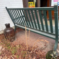 ベンチ　椅子　野外用　アイアン　緑　グリーン　ジャンクの画像