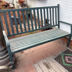 ベンチ　椅子　野外用　アイアン　緑　グリーン　ジャンクの画像