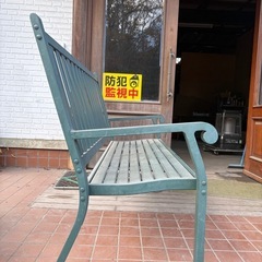 ベンチ　椅子　野外用　アイアン　緑　グリーン　ジャンクの画像