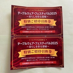 テーブルウェア・フェスティバル2025特別ご招待引換券2枚セット
の画像