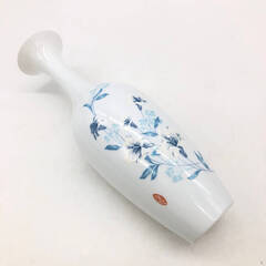ss8033　EMBA景徳鎮 花瓶 ホワイト 花模様 高さ21cm 一輪挿し 極薄手 花器 白 フラワーベース スリム 繊細 装飾 インテリア 花瓶 中古の画像