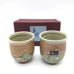 ss8035　夫婦湯呑 3セット 落ち着いた色合い 計6個 組湯呑 ゆのみ 夫婦茶碗 ペア 唐津焼？ 九谷焼 岳洋 有田焼 長十郎 茶器 お茶の画像