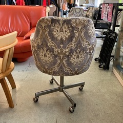 サ2511-463 ヴィンテージファブリック風 カウンターチェア グレー 総柄 ① キズ汚れサビ有りの画像