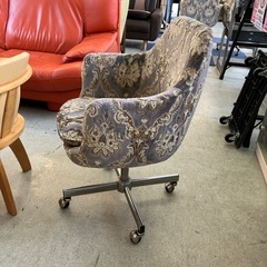 サ2511-463 ヴィンテージファブリック風 カウンターチェア グレー 総柄 ① キズ汚れサビ有りの画像