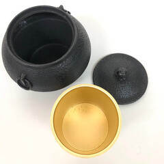 ss8037　南部鉄器 岩鋳 茶釜風灰皿 たばこセット ミニ茶釜 インテリア オブジェ 鉄器 鋳鉄 伝統工芸品 南部鉄器 中古の画像