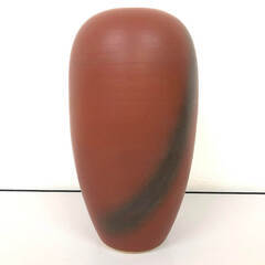 ss8038　信楽焼 道信作 花瓶 高さ25cm 共箱付 茶色 シンプル スリム 落ち着いた 上品 無地 ライン 陶器製 花器 ブラウン 焼物 陶磁器 フラワーベース 花瓶 中古の画像